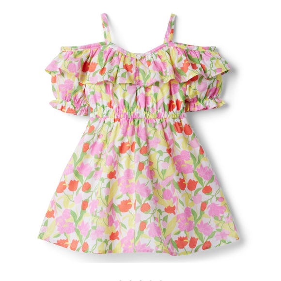 NWT 2T Janie & Jack Tickle Me Pink Floral cold shoulder dress - Picture 3 of 4